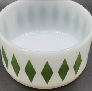VTG Fire King Green Harlequin Milk Glass Bowl.